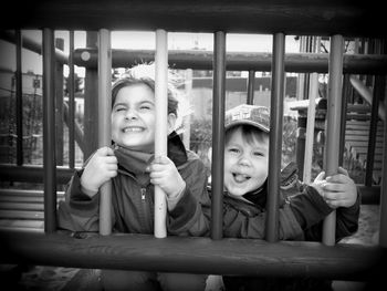 Two funny children at playground