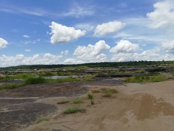 Scenic view of beach against sky