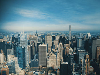 High angle view of cityscape against sky