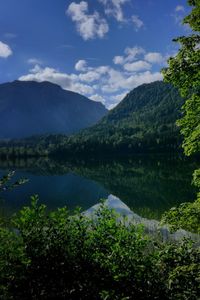 Scenic view of lake and mountains