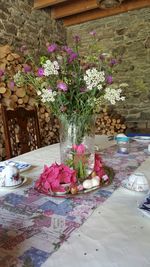 Pink flowers in garden