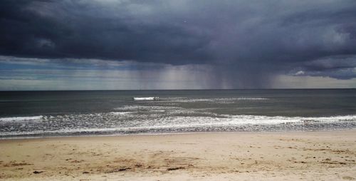 Scenic view of sea against cloudy sky