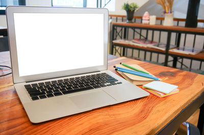 Directly above shot of laptop on table