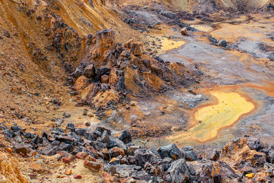 Old abandoned copper and gold surface mine in apuseni mountains, romania