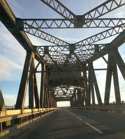 Low angle view of suspension bridge