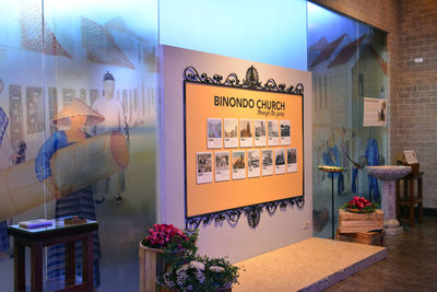 Information sign on glass window