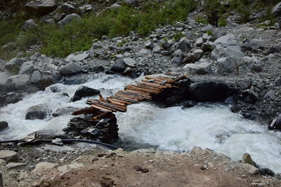 Scenic view of water flowing through rocks