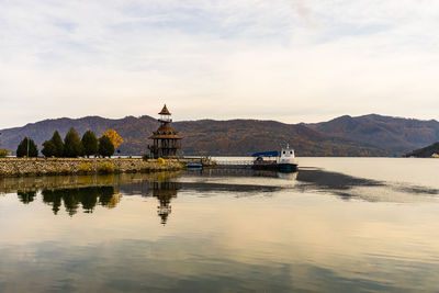 Scenic view of lake against sky