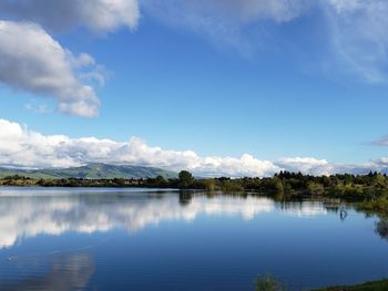 Scenic view of lake against sky