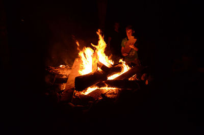 Close-up of bonfire at night