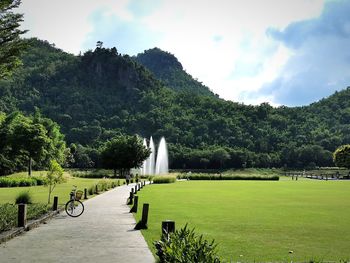 Scenic view of park against sky