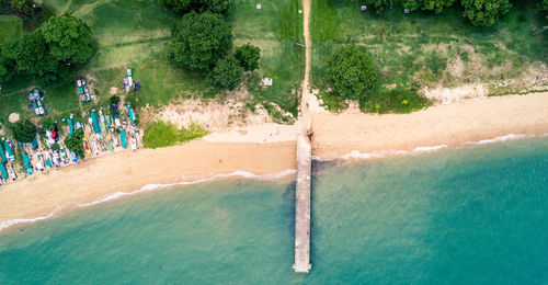 High angle view of people at beach