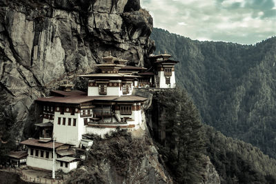 View of buildings on rocky mountain