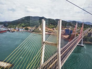 High angle view of bridge over river