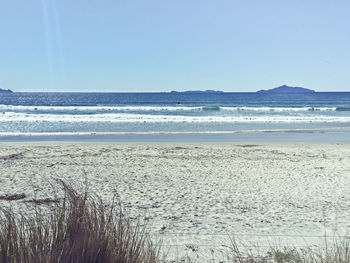 Scenic view of sea against clear sky