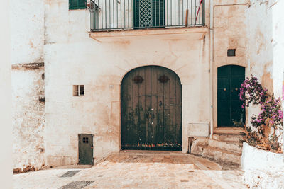 Closed door of old building