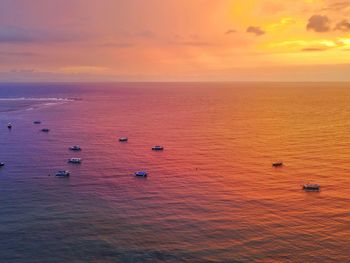 Scenic view of sea against cloudy sky