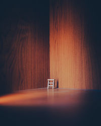 Surface level of empty chair on table