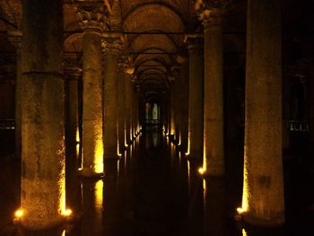 Corridor of building at night