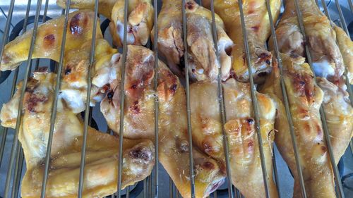 High angle view of fish for sale in market