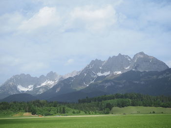 Scenic view of mountains against sky