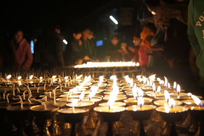 Close-up of illuminated candles