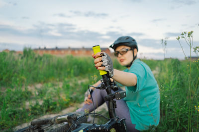 Portrait of young man using mobile phone