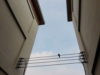 Low angle view of electricity pylon against sky