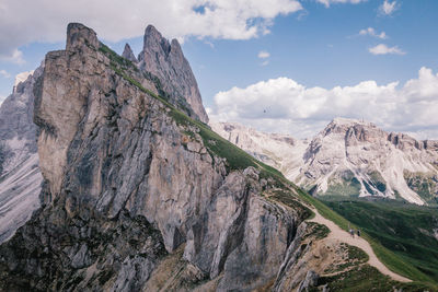 Panoramic view of rocky mountains against sky