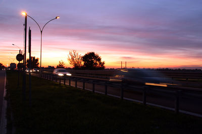 View of empty road at sunset