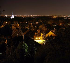 Illuminated cityscape at night