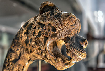 Close-up of animal sculpture