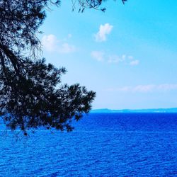 Scenic view of sea against blue sky