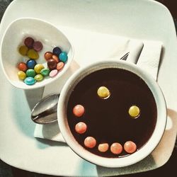 Close-up of food served on table