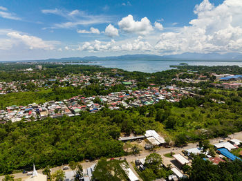 Top view of city of puerto princesa on the island of palawan. philippines.