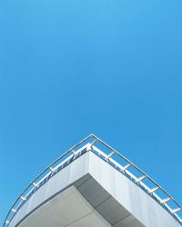 Low angle view of building against clear blue sky