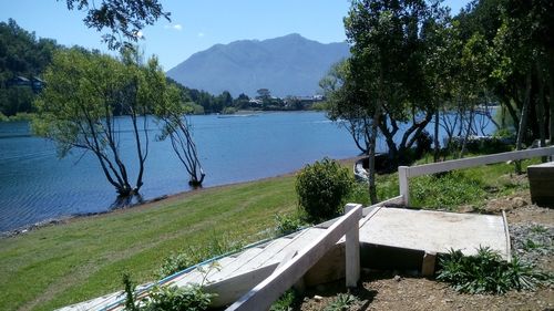 Scenic view of lake and mountains