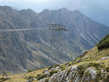 Scenic view of cable car and mountains against sky near edmund probst house 