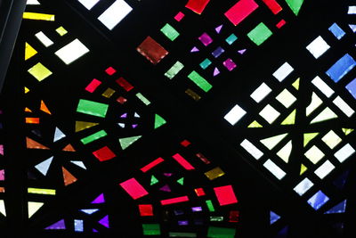 Low angle view of illuminated window