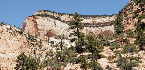 Low angle view of rock formations against sky