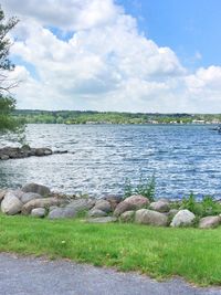 Scenic view of river against sky