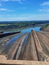 High angle view of road against sky
