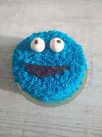 Close-up of blue cake on table