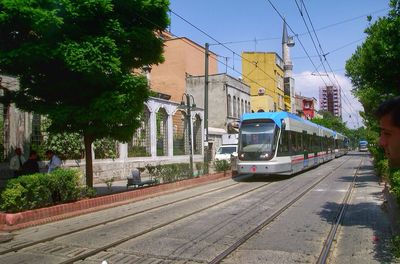 Railroad tracks in city