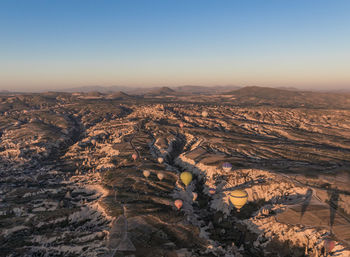 High angle view of landscape against clear sky