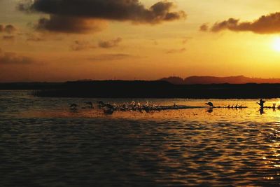 Scenic view of sea at sunset