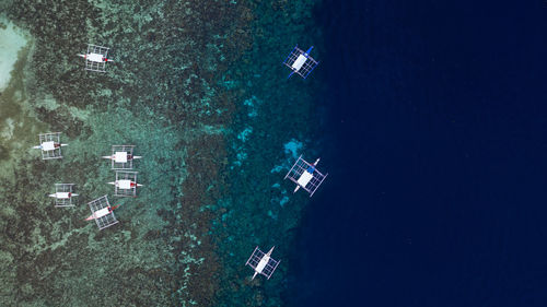 High angle view of swimming pool by sea