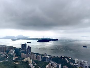High angle view of cityscape against sky