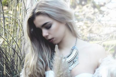 Close-up of young woman