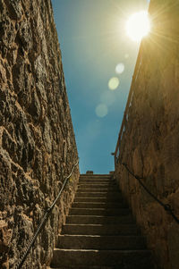 Low angle view of staircase against clear sky